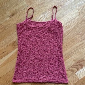 Ann Taylor Loft floral lace solid pink peach cami camisole XS